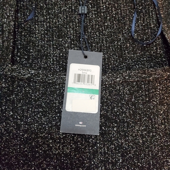 Tommy Hilfiger Womens Black Metalic Sweater M Ruffle Shirtsleeves - Picture 8 of 8